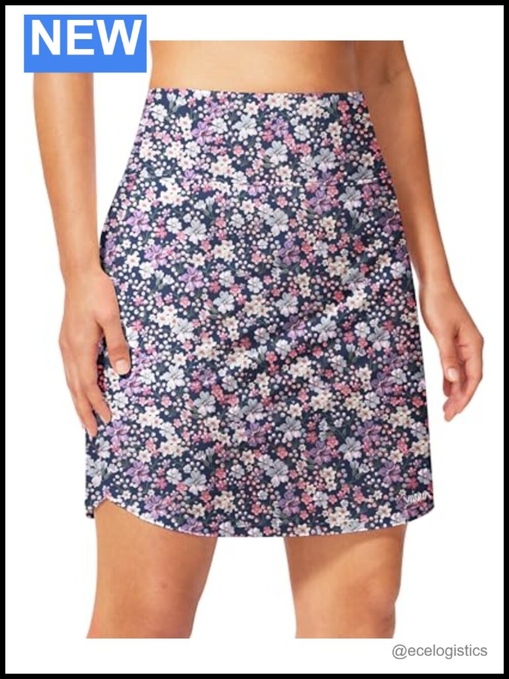 Modest 20" Swim Skirt with Built-in Shorts, High Waisted Swim Skort UPF 50+